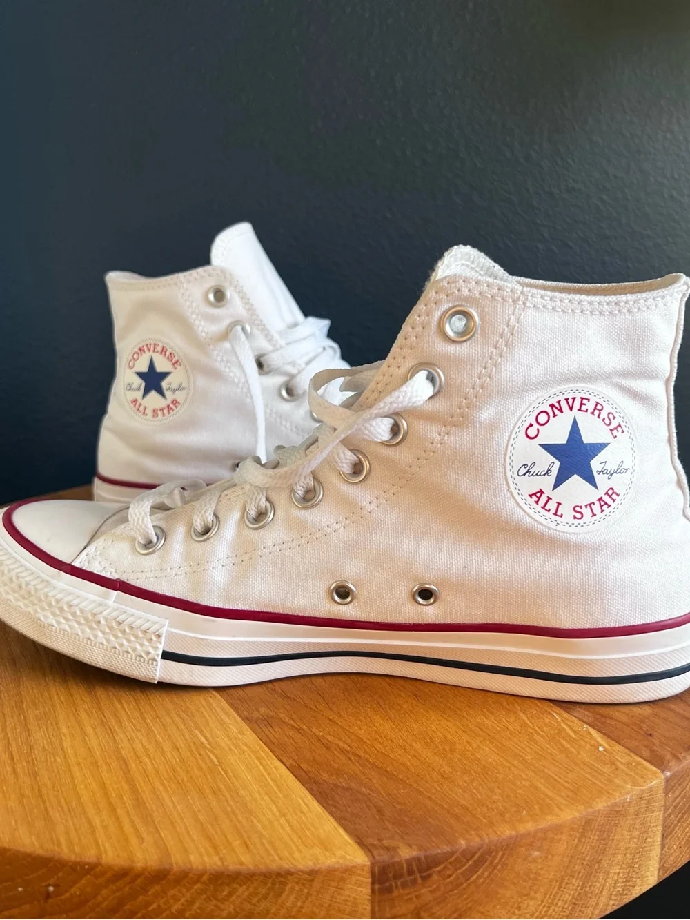 Converse Chuck Taylor All Star High Top Sneakers - White/Red - Picture 1 of 5